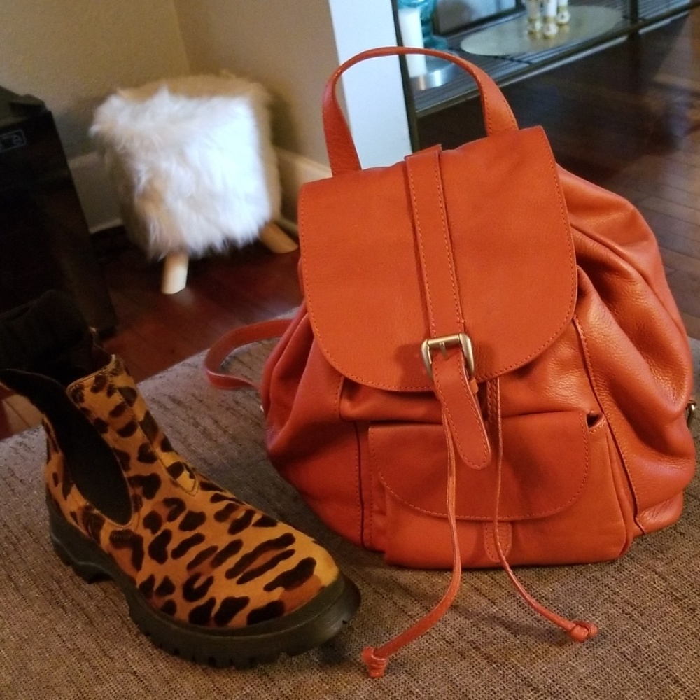 Garnet Hill Leather Backpack Purse